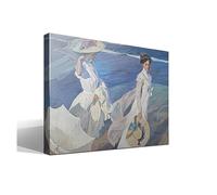 cuadrosfamosos.es | Cuadro | Canvas | Wall Art | Paseo a la Orilla del Mar de Joaquín Sorolla | Impresión Gi sobre lienzo de algodón 100% | Bastidor de 3cm | 40x55cm