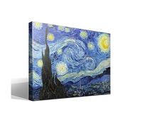 cuadrosfamosos.es La Noche Estrellada | Vincent van Gogh | Post-impresionismo | Cuadro Canvas Wall Art | Impresion Giclee lienzo algodon puro | Bastidor 3cm | 70x95cm