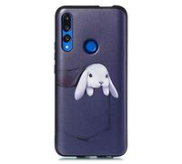 CUAgain Funda Compatible con Huawei P Smart Z / Y9 Prime 2019 Silicona Negro Dibujos Motivo Kawaii Ultrafina One Piece Carcasa Case Antigolpes Bumper Protección Resistente Cover Conejo