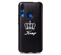CUAgain Funda Compatible con Huawei P Smart Z / Y9 Prime 2019 Silicona Negro Dibujos Motivo Kawaii Ultrafina One Piece Carcasa Case Antigolpes Bumper Protección Resistente Cover King