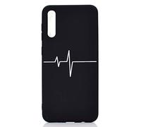 CUAgain Funda para Samsung Galaxy A50 Silicona Dibujos Motivo Negro Kawaii Ultrafina One Piece Carcasa Galaxy A50 Case Antigolpes Bumper Protección Resistente Cover,Curva