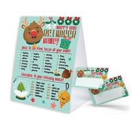 ¿Cuál es tu juego de nombre de reno para actividades de fiesta de Navidad, decoraciones de Navidad, etiquetas de nombre del juego, juego de Navidad para actividades de fiesta de clase familiar SDMZ001