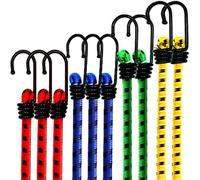 CUALITYX Cordones elásticos con ganchos, paquete de 10 correas elásticas resistentes a la intemperie y a los rayos UV, ideales para asegurar equipaje, campamentos, lonas, muebles de jardín, fundas de