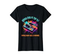 Cuando Dios es el DJ Cada Gota Tiene un propósito Música Cristiana Camiseta gráfica económica, Mujer, Negro, L
