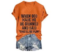 Cuando Dios me Hizo, Dijo Esta Camiseta Divertida de la Camisa en V (Naranja XXL) (XXL Naranja)