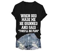 Cuando Dios me Hizo, Dijo Esta Camiseta Divertida de la Camisa en V (Negro XXXL)