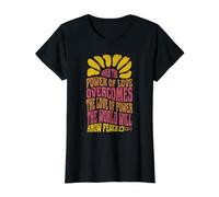 Cuando el Poder del Amor supera el Amor del Poder Groovy Hippie Camiseta gráfica económica, Mujer, Negro, S