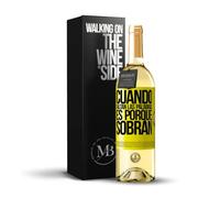 «Cuando faltan las palabras es porque sobran» Mensaje en una Botella. Vino Blanco Premium Verdejo Joven + Gift Box. Etiqueta Amarilla PERSONALIZABLE