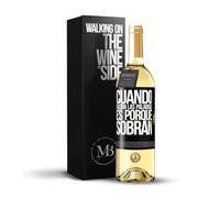 «Cuando faltan las palabras es porque sobran» Mensaje en una Botella. Vino Blanco Premium Verdejo Joven + Gift Box. Etiqueta Negra PERSONALIZABLE