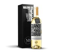 «Cuando faltan las palabras es porque sobran» Mensaje en una Botella. Vino Blanco Premium Verdejo Joven + Gift Box. Etiqueta Blanca PERSONALIZABLE