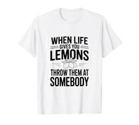Cuando la Vida te da Limones, tirarlos a Alguien Camiseta gráfica económica, Hombre, Blanco, M