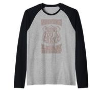 Cuando la vida te lanza una curva, inclínate en ella US Highway Sign Camiseta Manga Raglan