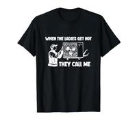 Cuando Las Damas se calientan me Llaman AC HVAC Divertido para Hombre Camiseta gráfica económica, Hombre, Negro, S