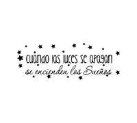 Cuando las luces se apagan, calcomanías de pared, citas en español con estrellas, decoración de vinilo para el interior de la habitación de los niños-L-40x114cm-Black