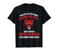 Cuando llego al Infierno, el Diablo Sale de su Trono Camiseta gráfica económica, Hombre, Negro, L