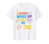 Cuando me despierte, seré 30 Jugador de cumpleaños de Treinta niños Camiseta gráfica económica, Hombre, Blanco, M