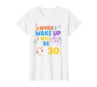 Cuando me despierte, seré 30 Jugador de cumpleaños de Treinta niños Camiseta gráfica económica, Mujer, Blanco, XL