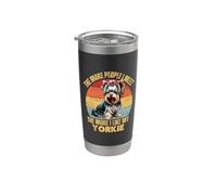 Cuanta más gente conozco, más amo a mi dueño de perro Yorkie Vaso térmico de acero inoxidable de doble pared
