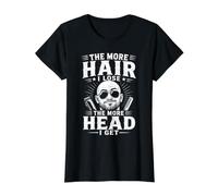 Cuanto más Cabello pierdo, más Cabeza me Pongo Divertida Cita Calva Camiseta gráfica económica, Mujer, Negro, L