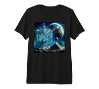 Cuarta Dimensión del Cubo de Metatrón con Tierra y Pirámides Camiseta Premium