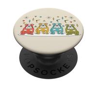Cuarteto de Perros Moderno Bulldog Retro Atomic de Mediados de Siglo PopSockets PopGrip Adhesivo