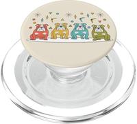 Cuarteto de Perros Moderno Bulldog Retro Atomic de Mediados de Siglo PopSockets PopGrip para MagSafe