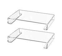 Cuarto de baño acrílico podial, acrílica transparente, 2 x Clear Display Riser | Sostenga jabón gel de ducha y champú estante ahorro de espacio mostrador para cama, cocina, cocina