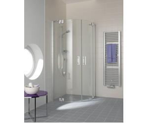 Cuarto de círculo Kermi FILIA XP P50 V7220, FXP50V7220VPK, Color: Plata Alto Brillo Vidrio Real Claro Limpio