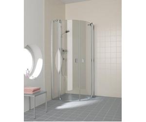 Cuarto de círculo Kermi RAYA P50 08020, RAP5008020VPK, Color: Plata Alto Brillo Vidrio Real Claro Limpio