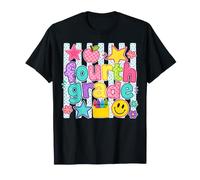 Cuarto Grado 4 Girls Dots Preppy Stripe Primer Día Escuela Camiseta