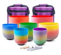 Cuarzo Cristal Cuencos Cantores Mazos, 440Hz Crystal Singing Bowl, 6-12in Set 7 PCS, With Heavy Duty Carrying Case, Suede Striker, Rubber Mallet, For Meditation, Sound Healing