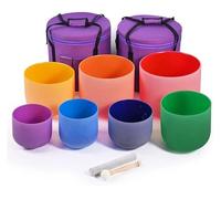 Cuarzo Cristal Cuencos Cantores Mazos, 440Hz Set, 7 Pcs 6-12 Inch, A-G Note For Meditation, With Heavy Duty Carrying Case, Suede Striker, Mallet