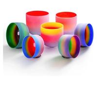 Cuarzo Cristal Cuencos Cantores Mazos, 6-12 Inch Frosted Set, 7pcs 12C 11D 10E 9F 8A 7G 6B, With Suede Striker, Rubber Mallet, O-Ring, For Meditation, Body Healing, Yoga