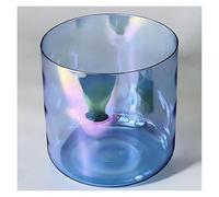 Cuarzo Cristal Cuencos Cantores Mazos, 6 Inch Alchemy Crystal Clear Blue Singing Bowl, 432HZ Suitable For Yoga Meditation & Sound Healing, Prayer, Stress Reduction(A Note)
