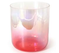 Cuarzo Cristal Cuencos Cantores Mazos, 6 Inch Clear Gradient Red Singing Bowl, 432HZ Meditation Prop, Relieves Fatigue And Anxiety, With Percussion Sticks(A Note)
