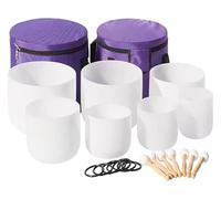 Cuarzo Cristal Cuencos Cantores Mazos, Frosted 6-12 Inch Kit, For Meditation,Yoga, Spiritual, Body Healing, With Heavy Duty Carrying Bag, Singing Bowl Mallets(440hz)