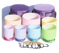 Cuarzo Cristal Cuencos Cantores Mazos, Frosted Set, 7 PCS 6-12 Inch Kit, With Carrying Case, Rubber Mallet For Meditation Sound Healing Yoga(432Hz)