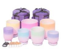 Cuarzo Cristal Cuencos Cantores Mazos, Quartz, 7pcs 6-12 Inch Set, For Stress Reduction, Prayer, Buddhist, Balancing Body Chakra, With Suede Striker, Rubber Mallet(440hz)