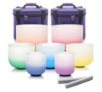 Cuarzo Cristal Cuencos Cantores Mazos, Rainbow 6-12 Inch Set, with Suede Striker, Rubber Mallet, For Yoga, Sound Healing, Crystal Cleansing, Meditation
