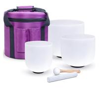 Cuarzo Cristal Cuencos Cantores Mazos, Set, 12"C 10"F 8"G, For Meditation, Sound Healing, Yoga, With Heavy Duty Carrying Case, Mallet Suede Strikers And O-rings(432hz)