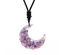 Cuarzo De Cristal Natural Caído Chip Piedra Resina Media Luna Colgante Cuerda Cadena Mujeres Hombres Collar,Amatista,68cm