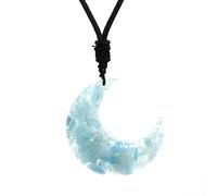 Cuarzo De Cristal Natural Caído Chip Piedra Resina Media Luna Colgante Cuerda Cadena Mujeres Hombres Collar,Aguamarina,68cm