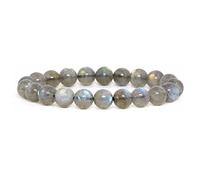 Cuarzo de cristal natural hecho a mano Semiprecioso 6 mm 8 mm 10 mm Piedra preciosa Reiki Cuentas redondas Pulsera elástica 7 pulgadas, Labradorita, 10 mm