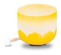 Cuarzo esmerilado degradado, Cuenco tibetano de cristal for yoga, patrón flor loto multicolor, 7-12 pulgadas, 3 uds(8 inches)