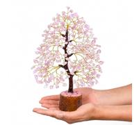 Cuarzo Rosa Árbol de la vida piedras preciosas Árbol cristal regalo mujer | Chakras bonsai natural piedras Feng Shui cristales regalos espirituales Reiki decoracion hogar regalos originales para mujer