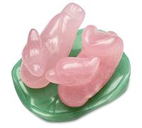 Cuarzo Rosa Aventurina naranja patos en forma de flor de loto/Fengshui 3,05 cm W incluye Mxsabrina rojo cordaje de tripa natural para pulsera SKU-W1324