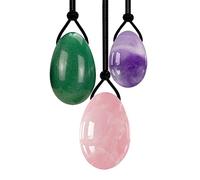 Cuarzo Rosa Jade Huevo Amatista Yoni Huevo Cristal Púrpura Huevos Yoni Natural Jade Huevo Apriete Bola De Masaje Kegel Ejercitador,1PC Tamaño M