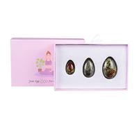 Cuarzo rosa natural Yoni Egg Set Huevos de jade perforados Mujeres Kegel Ejercitador Apretón muscular vaginal Bolas de cristal Piedra de masaje, sangre de dragón