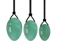 Cuarzo rosa natural Yoni Egg Set Mujeres Kegel Ejercicio Huevos de jade Huevos de piedra perforados con agujeros en el lado grueso, aventurina verde