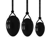 Cuarzo rosa natural Yoni Egg Set Mujeres Kegel Ejercicio Huevos de jade Huevos de piedra perforados con agujeros en el lado grueso, obsidiana negra